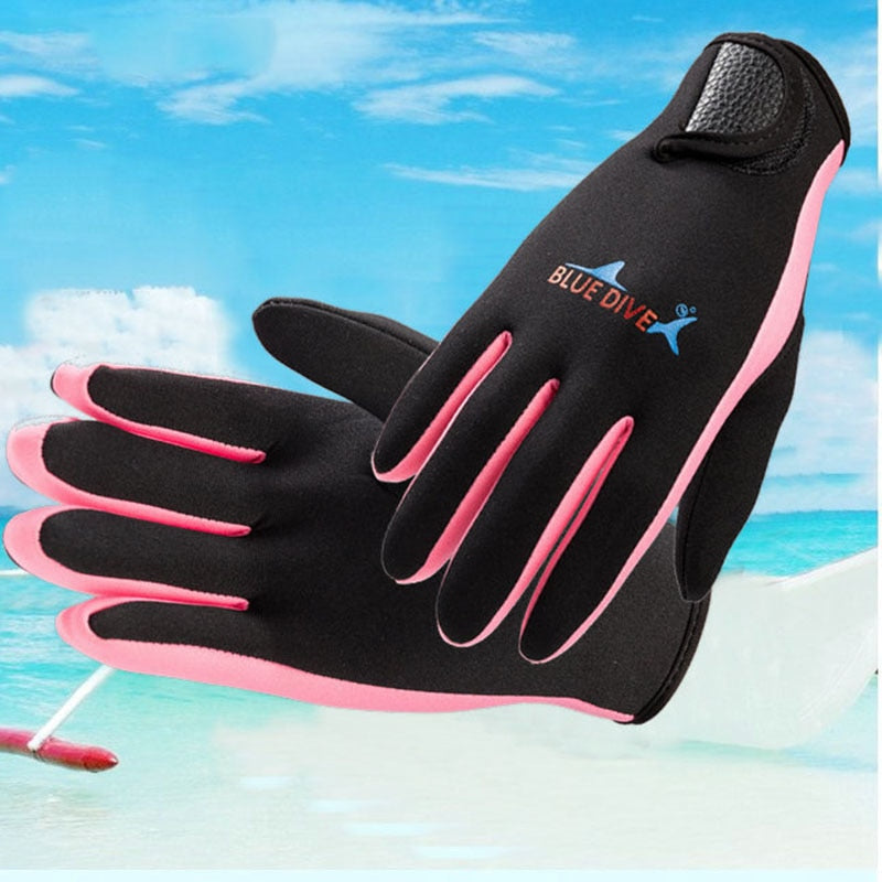 1pair 1.5mm neoprene swimming diving gloves neoprene glove for winter swimming warm anti-slip blue yellow and pink