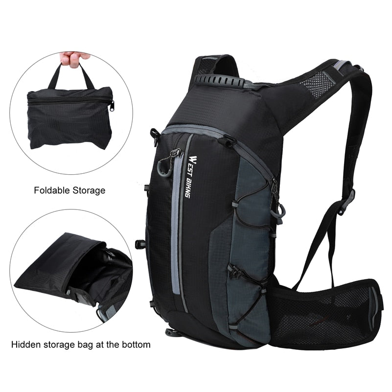 WEST BIKING Waterproof Bike Backpack With Water Bag Reflective Cycling Bag Outdoor Sports Hiking Travel Bag Bicycle Accessories