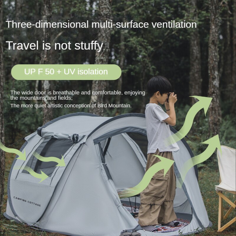Automatic Pop-up Tent, 3-4 Person Outdoor Instant Setup Tent 4 Season Waterproof Tent for Hiking, Camping, Travelling Tent