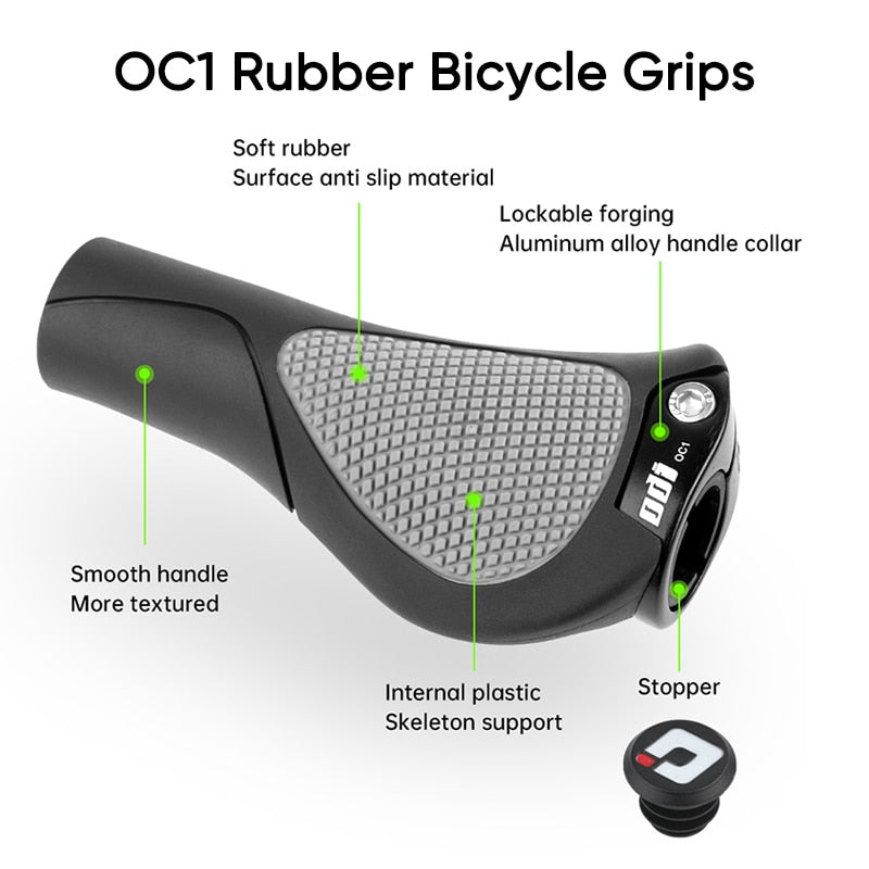 ODI OC1 Bicycle Handles Ergonomics Bike Handlebar Grip Soft Comfortable Mountain Bike Grips Lock Ring MTB Cuffs Bar End Plug