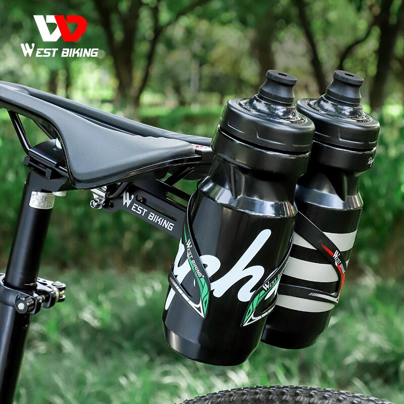 WEST BIKING Bicycle Saddle Bottle Cage Extension Holder Aluminum Alloy Adapter Universal Strap Fix Anything on MTB Road Bike