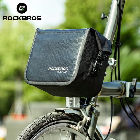 ROCKBROS Bicycle Front Bag Buckle Installation Waterproof Nylon TPU Tube Pocket Shoulder Bmx Handlebar Backpack Bike Accessories