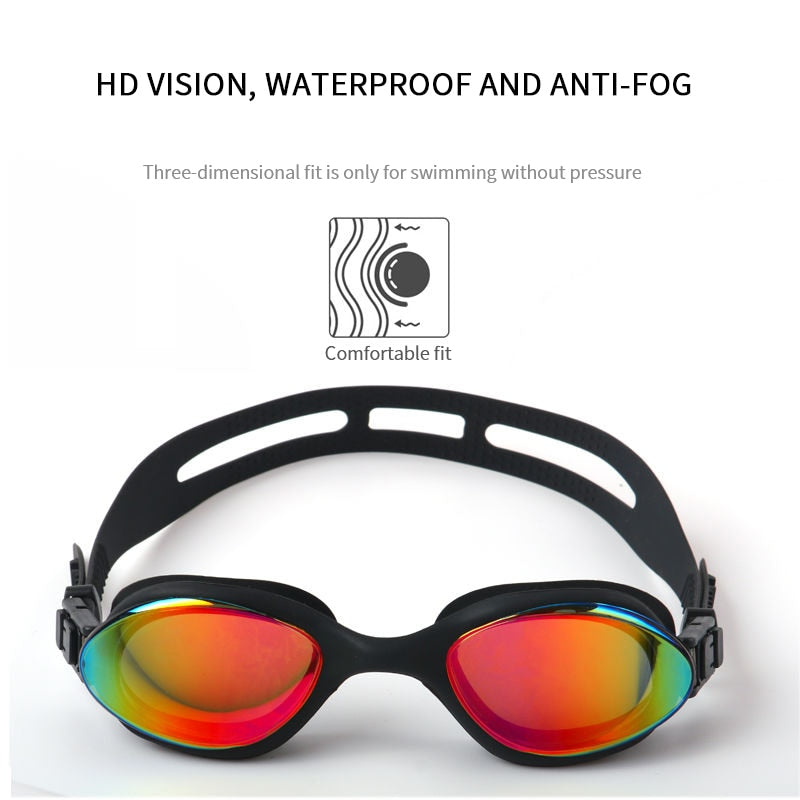 Profession Swimming  goggles set Bathing cap earplugs Waterproof Anti-fog Goggles Adult Professional Swimming Glasses Anti-UV