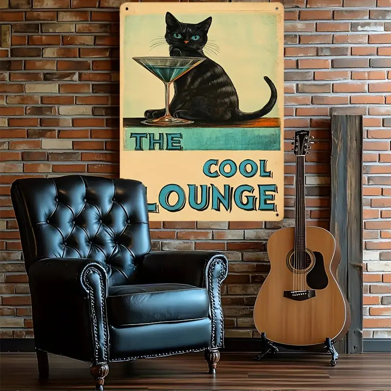 Cool Cat Lounge Poster with Black Cat