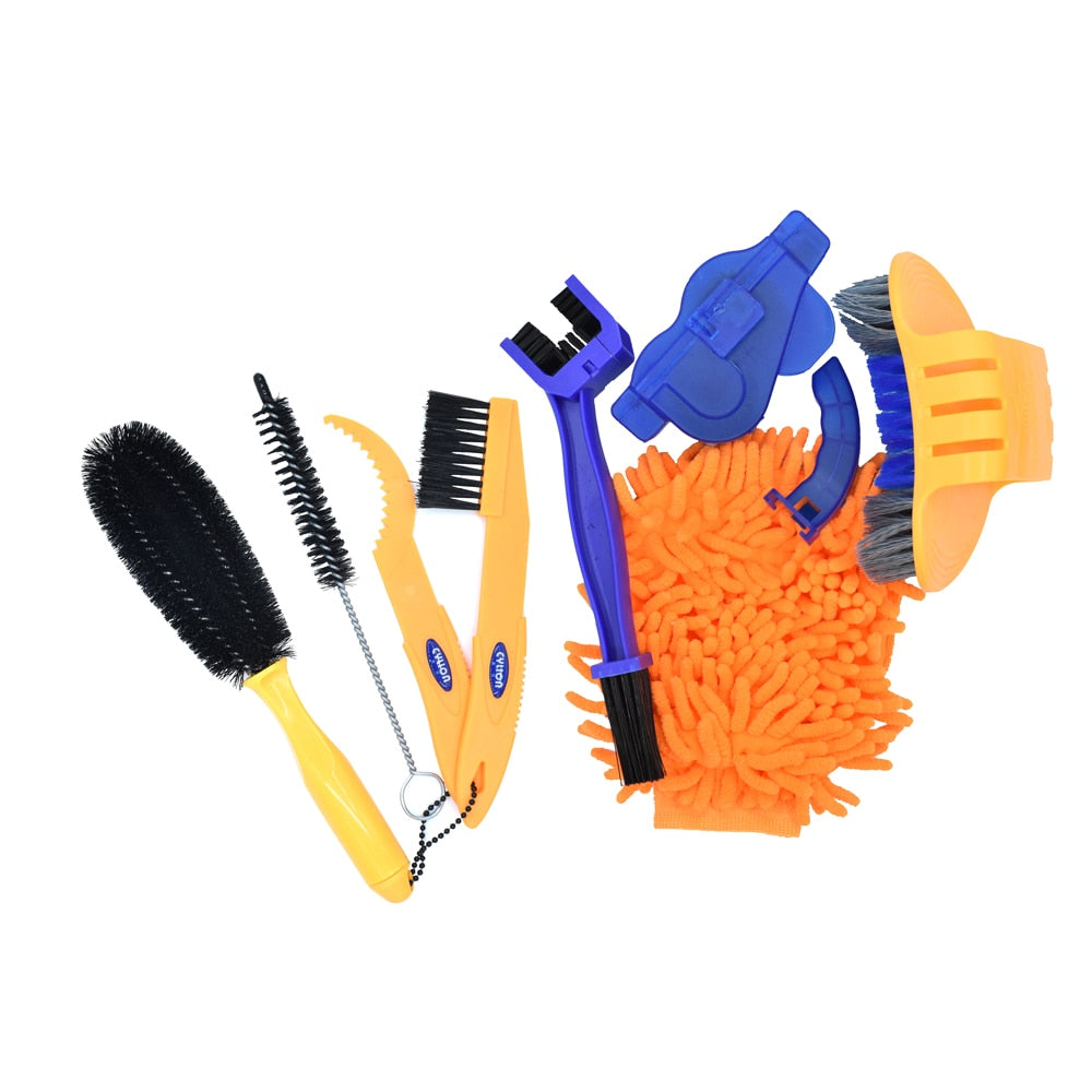 Bike Cleaning Kit Bicycle Cycling Chain Cleaner Scrubber Brushes Mountain Bike Wash Tool Set Bicycle Repair Tools Accessories
