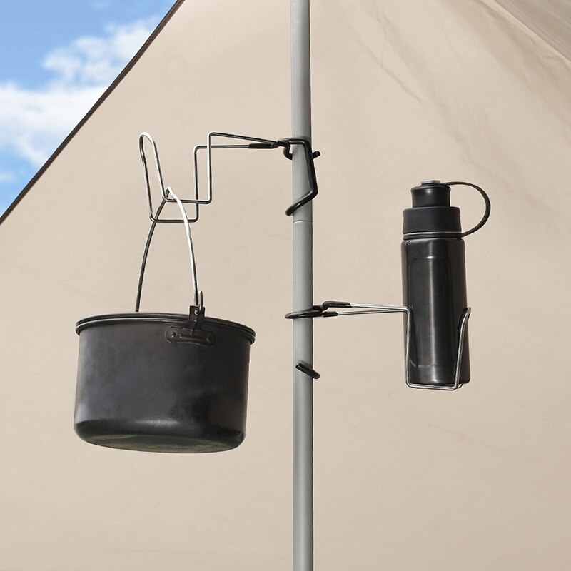 Camping Cup Holder For Outdoor Hiking Grooves Design Stainless Steel Tent Light Support Portable Adventure Tools
