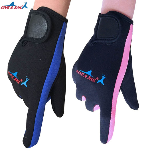 1pair 1.5mm neoprene swimming diving gloves neoprene glove for winter swimming warm anti-slip blue yellow and pink