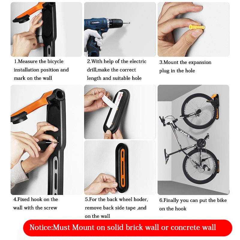 Bicycle Wall Mount Rack Mtb Road Bike Storage Fixed Hanging Hook Bike Support Stand Bracket Holder Cycling Parking Buckle