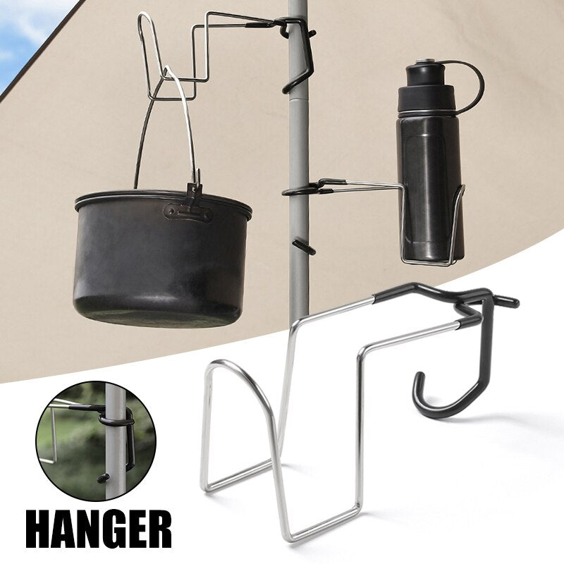 Camping Cup Holder For Outdoor Hiking Grooves Design Stainless Steel Tent Light Support Portable Adventure Tools