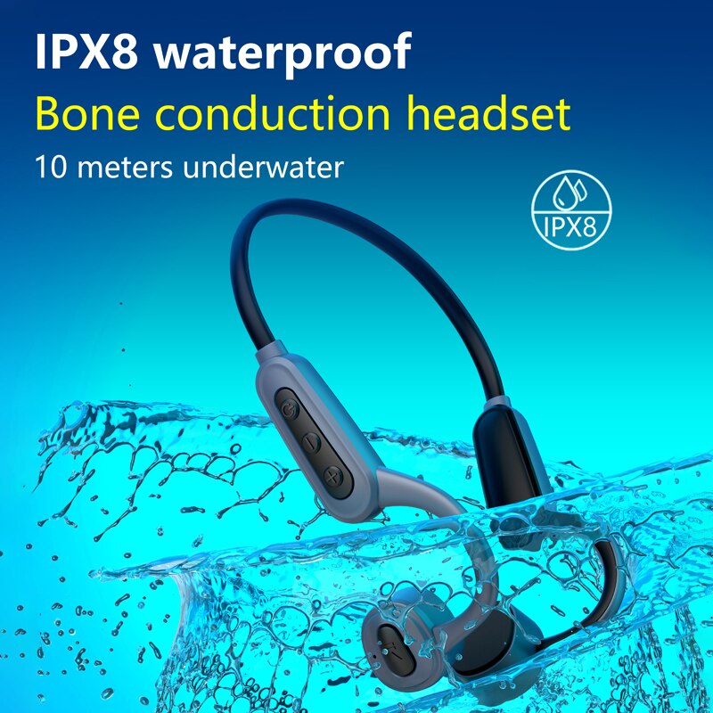 Bone Conduction Headphones Swimming IPX8 Waterproof  Bluetooth Wireless Headsets 16GB MP3 Audio Music Player Sport Earphone