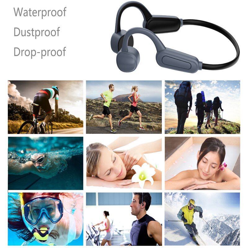 Bone Conduction Headphones Swimming IPX8 Waterproof  Bluetooth Wireless Headsets 16GB MP3 Audio Music Player Sport Earphone
