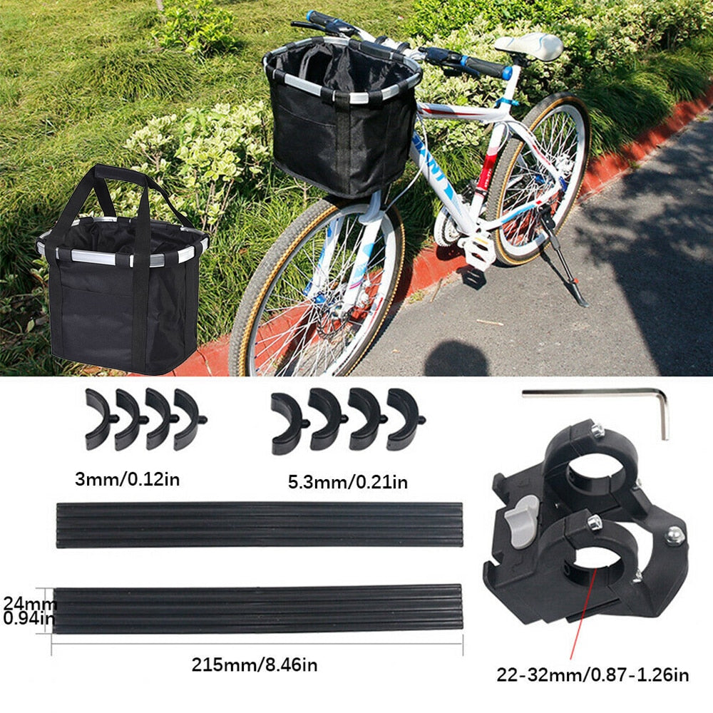 Mountain Bike Front Basket Bicycle Pet Carrying Bag Foldable and Detachable Bicycle Basket Portable Bicycle Basket 5KG Load