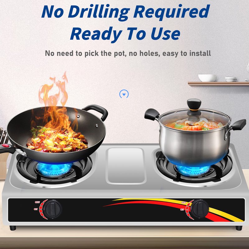 Camping Stove Propane Double Burner Gas Stove Kitchen Cooktop