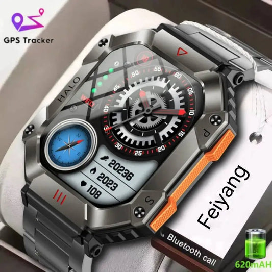 New Men's Smart Watch Compass Weather AI Voice Assistant Sport Mode Outdoor Adventure Waterproof Bluetooth Call Smart Watch