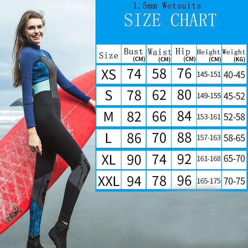 Neoprene Wetsuits Women 1.5mm Sun Protection Clothing  Snorkeling Swimming One-Piece Suits Keep Warm for Water Sports