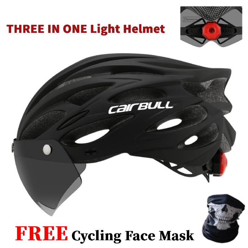CAIRBULL Ultralight Cycling Helmet Mtb Bicycle Taillight Mountain Road Bike Helmet with Goggles Racing Speed Casco Accesorios