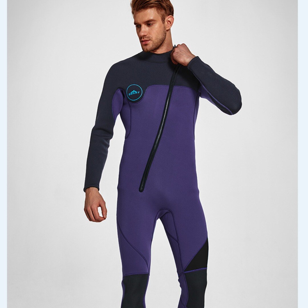 3MM Wetsuit Man Diagonal Zipper Cold and Warm One-piece Diving Suit Surf Clothing Swimwear Elastic Water Sports Equipment