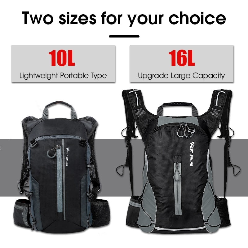 WEST BIKING 10L Breathable Cycling Backpack Waterproof Ultralight Folding Bicycle Bag Outdoor Climbing Travel Hiking Cycling Bag