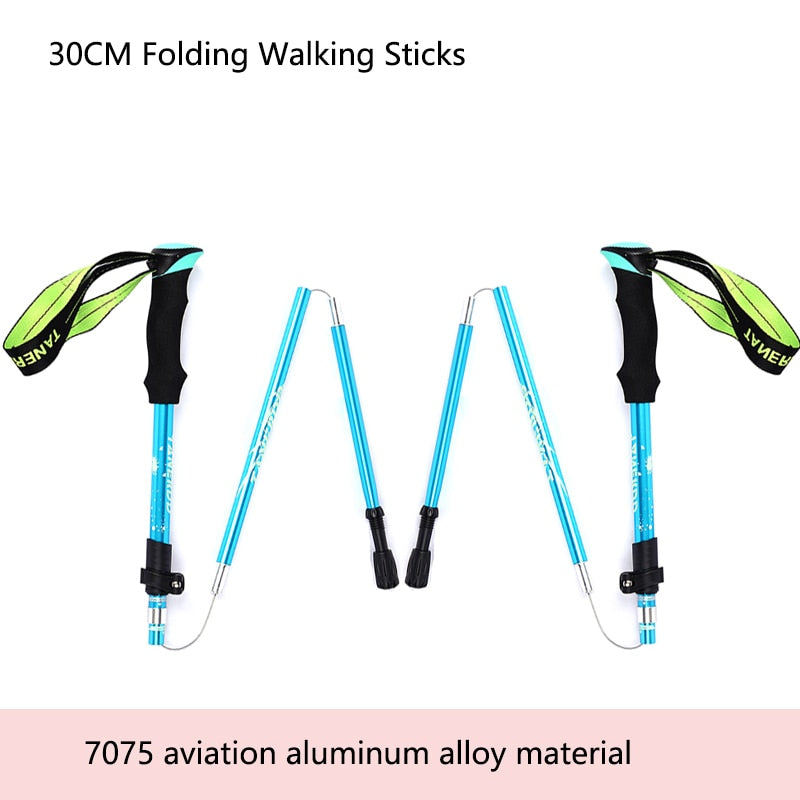 5-Section Outdoor Fold Trekking Pole Camping Portable Walking Hiking Stick For Nordic Elderly Telescopic Easy Put Into Bag 1 PCS
