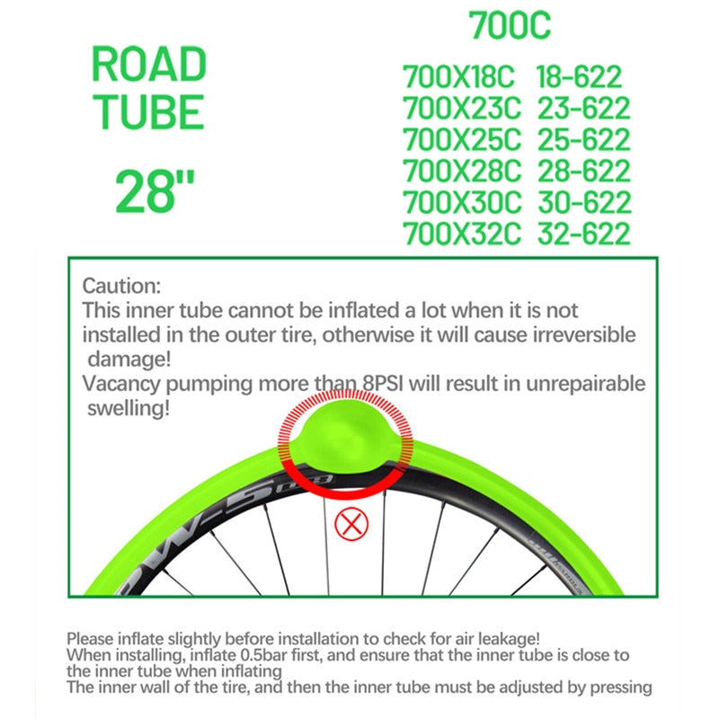 CYCLAMI Ultralight Bicycle Inner Tube Road Bike Bicycle TPU Inner Tire 60 80mm French Valve 700C18 25 28 32 Super Light Tube