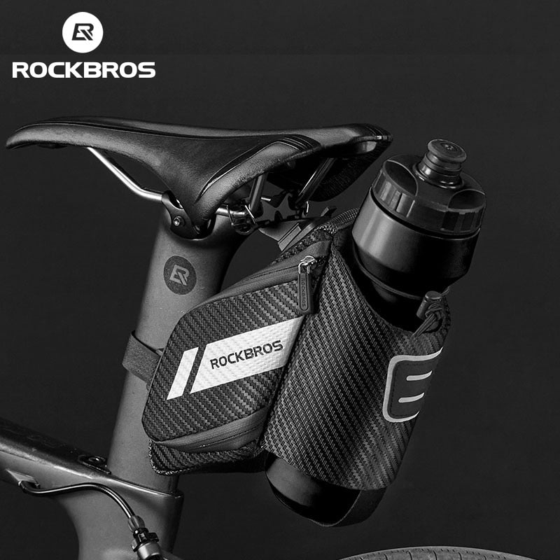 ROCKBROS 1.5L Bicycle Saddle Bag Water Repellent Reflective MTB Road Bike Water Bottle Pocket Seatpost Bag Bike Accessories