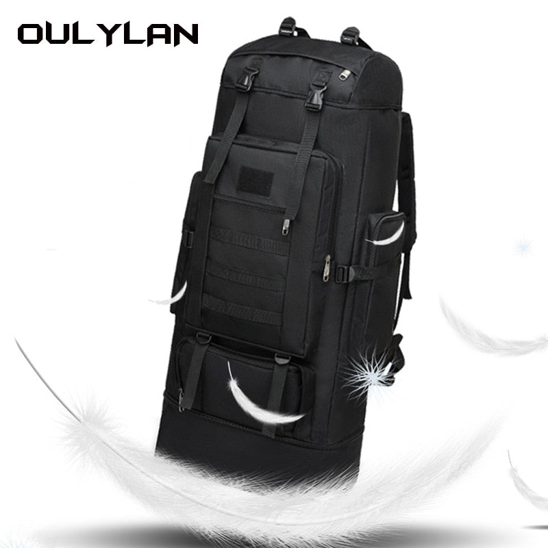 Oulylan Outdoor Mountaineering Bag Camouflage Camping 80L Large Capacity Multifunctional Backpack Hiking Army Fan Backpack