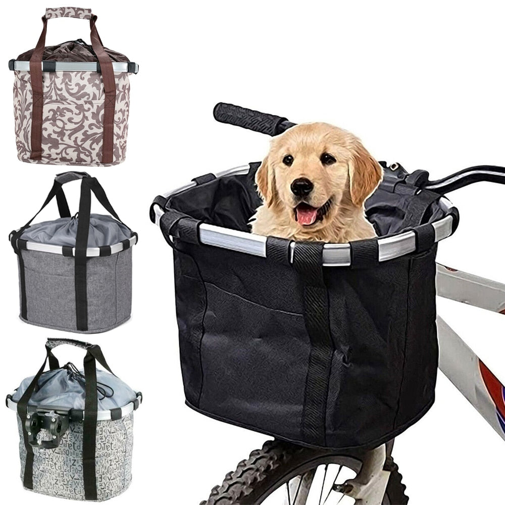 Mountain Bike Front Basket Bicycle Pet Carrying Bag Foldable and Detachable Bicycle Basket Portable Bicycle Basket 5KG Load