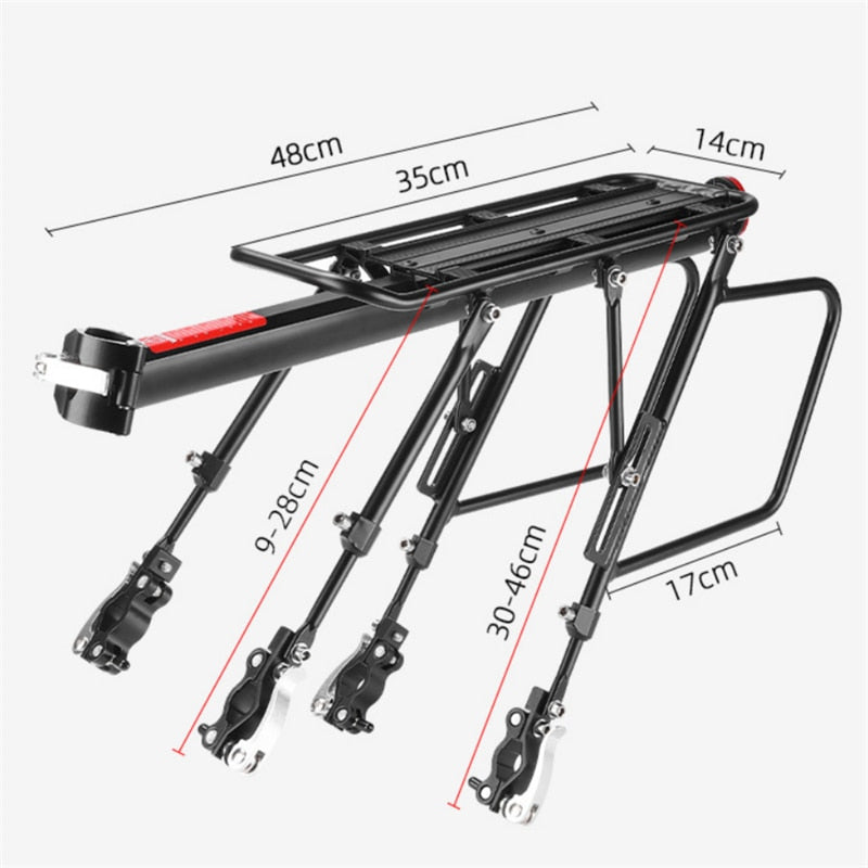 50-100KG Bicycle Luggage Carrier Bike Rack Aluminum Cargo Rear Rack Shelf Cycling Seatpost Bag Holder Stand MTB Install Tools