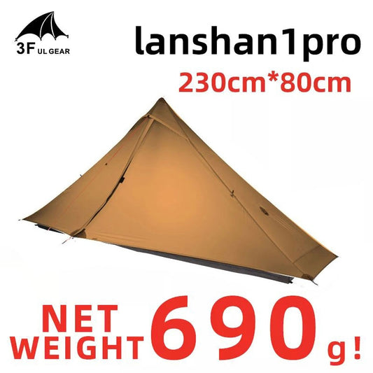 3F UL GEAR Lanshan 1 Pro Outdoor Tent 1 Person     3-4 Season Ultralight Hiking Camping Professional 20D Rodless Tent
