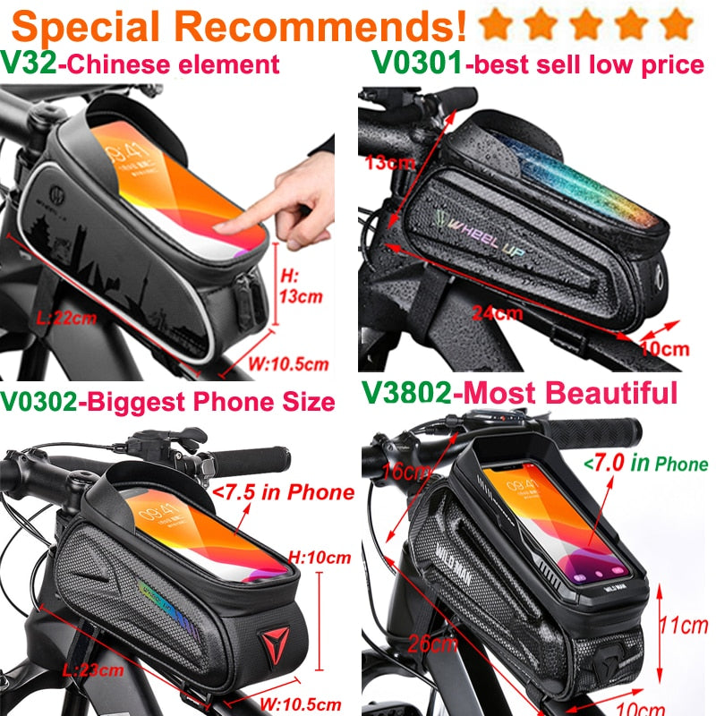 Rainproof Bike Bag Bicycle  Front Cell Phone holder with Touchscreen  Top Tube Cycling  Reflective  MTB  Accessories
