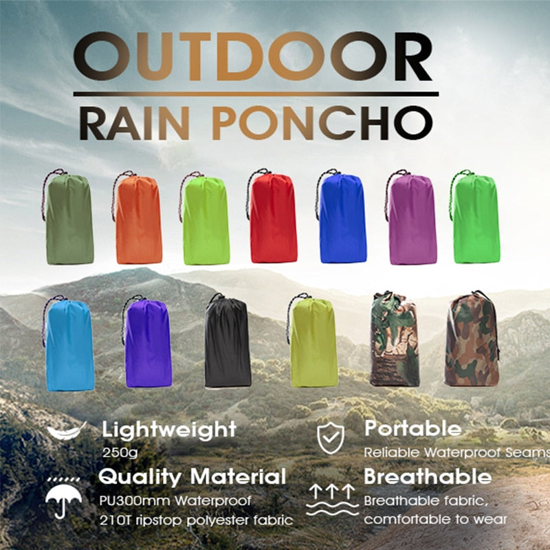 3 in 1 Portable Sunshade Camping Tarp Ground Mat Raincoat Outdoor Waterproof Rain Poncho Backpack Cover for Hiking Picnic tent