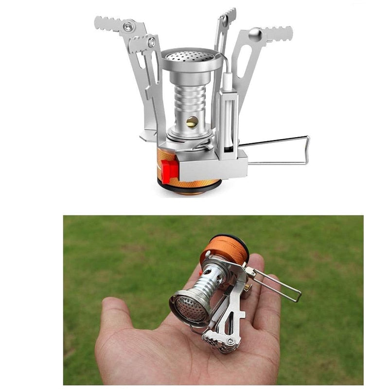 Portable Wind-Resistance Camping Stoves Backpacking Stove with Piezo Ignition Stable Support for Outdoor Camping Hiking Cooking