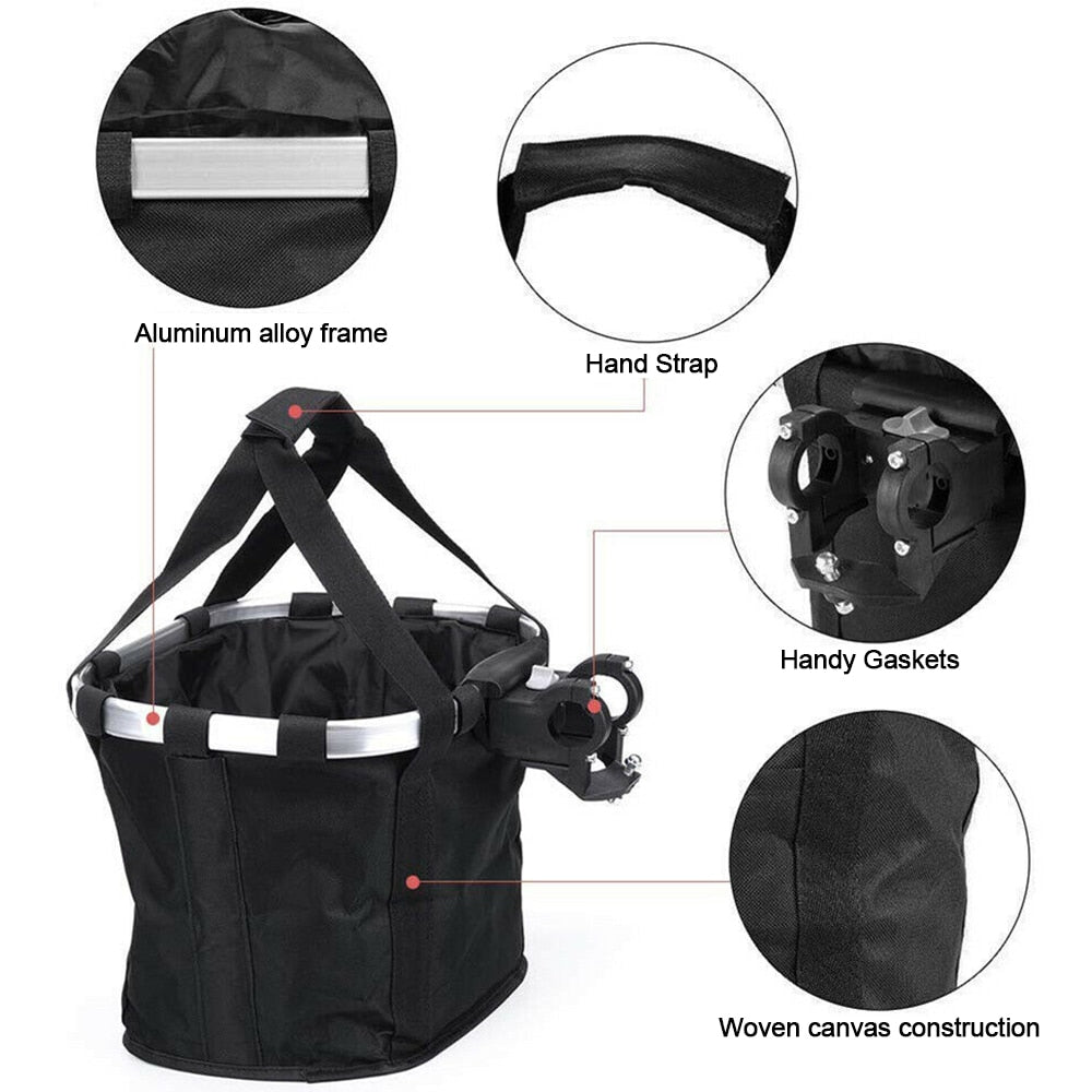 Mountain Bike Front Basket Bicycle Pet Carrying Bag Foldable and Detachable Bicycle Basket Portable Bicycle Basket 5KG Load