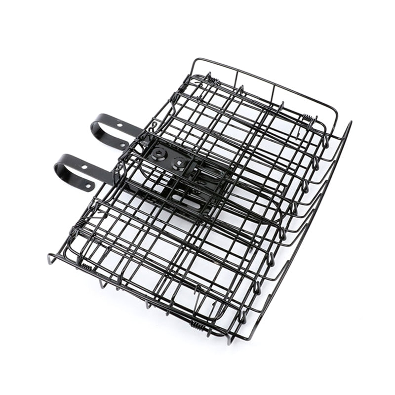 Bike Basket Foldable Metal Adjustable Bicycle Front Rear Wire Storage Carrier Hanging Cargo Rack