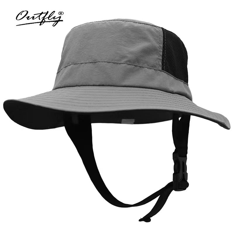 Beach Surf Cap Mesh Breathable Sun Hat UPF50+ Summer Outdoor Fishing Cap Chin Adjustable Bucket Hat Water Sport Cap