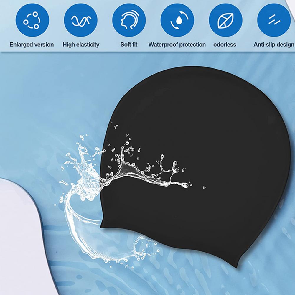 Silicone Extra Large Swimming Cap for Long Hair Braid Waterproof Women Ladies African Loose head Over Size Swim Caps for Women