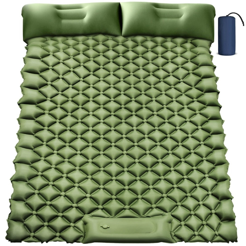 Portable Camping Mat Double Sleeping Pad for Self Inflating with Pillow Pump Inflatable Sleeping Mat for Hiking Traveling Tent